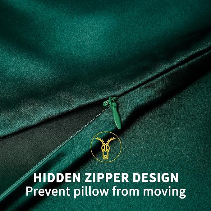 ZIMASILK 100% Pure Mulberry Silk Pillowcase for Hair and Skin Health,Soft and Smooth,Both Sides Premium Grade 6A Silk,600 Thread Count,with Hidden Zipper,1pc (Queen 20''x30'',Blackish Green)