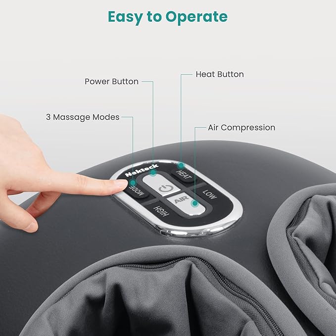 Nekteck Shiatsu Foot Massager with Heat, FSA Eligible Deep Kneading Therapy Air Compression, HSA Feet Massage Improve Blood Circulation Foot Wellness Soothing Pain Relief, Relax for Home Office Use