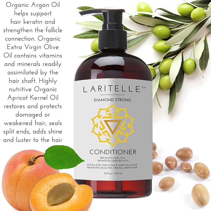 Laritelle Organic Conditioner 16 oz. Rosemary, Ginger, Cedarwood. Promotes Hair Growth, Prevents Hair Loss GF