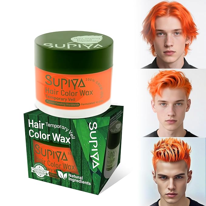 Temporary Hair Color Wax for Men - SUPIYA Washable Hair Wax Color, All-Day Hold Disposable Hair Wax for Party, Cosplay & Daily (Color #37W)