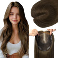 HAIR Real Human Hair Toppers for Women 150 Density 6x7inch Hand-Tied 65 grams 14 inch Hair medium dark brown for Women with Thinning Crown (#4 14inch)