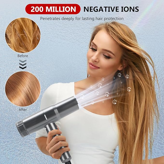 Hair Dryer with Diffuser, IG INGLAM 1875W Professional Ionic Blow Dryer, 110, 000 RPM High-Speed Brushless Motor, Auto-Clean, 3 Heat Settings & 3 Speed & Cool Shot Button Settings for Easy Home/Travel