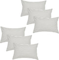 JELLYMONI 100% Natural Cotton Striped Standard Pillowcases Set, 6 Pack White and Grey Stripes Pattern Printed Pillow Covers with Envelope Closure(Pillows are not Included)