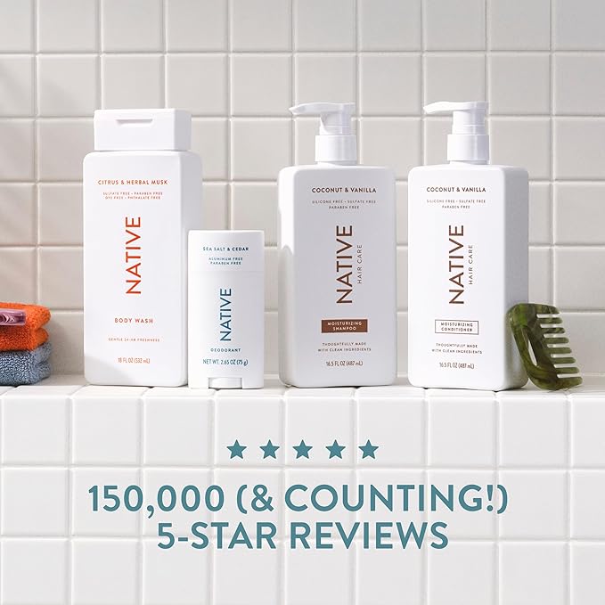 Native Cashmere & Rain Shampoo and Conditioner Contain Naturally Derived Ingredients | All Hair Types, Color & Treated, Fine to Dry Damaged, Sulfate & Dye Free - 2-Pack