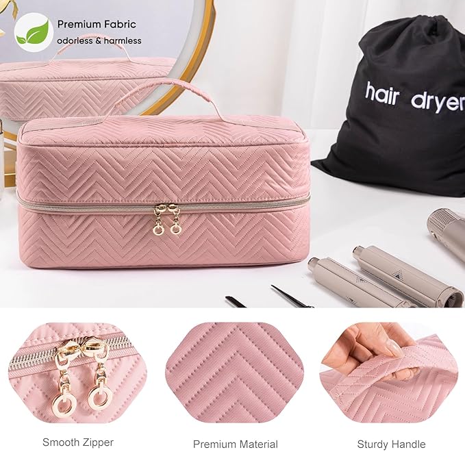 Hair Tools Travel Case with Black Hair Dryer Bag, Large Hair Tools Travel Carrying Case for Shark FlexStyle/SmoothStyle - Hair Air Wrap Dryer Storage Case Flat Curling Iron Travel Organizer