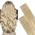 GOO GOO Invisi Edge Tape in Hair Extensions Human Hair, 18ET90A Natural Blonde Balayage, 10pcs 22inch 30g, Virgin Remy Hair, Seamless Injected Tape, Natural Look