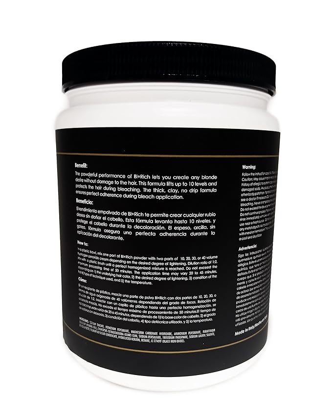 Hair Bleaching Powder for Dark Hair Lightening Blonde Hair Salon Quality Safe at Home (Charcoal 17.5 oz (500g))