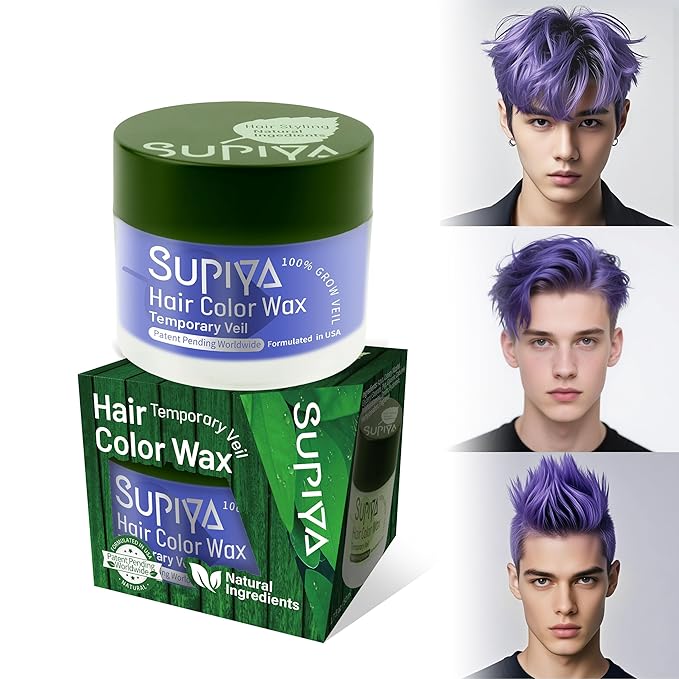 Temporary Hair Color Wax for Men - SUPIYA Washable Hair Wax Color, All-Day Hold Disposable Hair Wax for Party, Cosplay & Daily (Sapphire Color #9)
