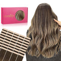 Wennalife Tape in Hair Extensions Human Hair, 40pcs 100g 20 inch Balayage Chocolate Brown to Honey Blonde Hair Extensions Real Human Hair Straight Tape in Extensions Reusable Real Hair Extensions