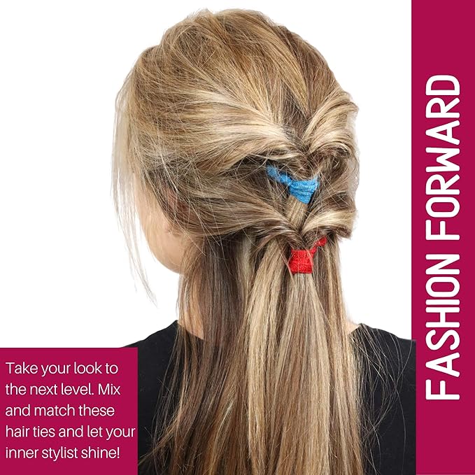 Kenz Laurenz Hair Ties 20 Elastics Ponytail Holder Set No Crease Ribbon Bands (Maroon)