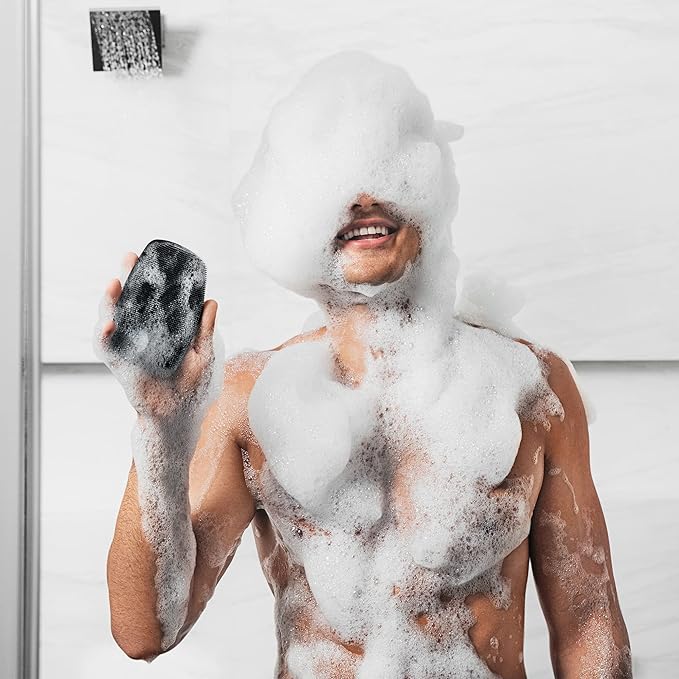 MANSCAPED® The Body Buffer Premium Silicone Scrubber for Nourishing, Cleaning & Exfoliating Your Skin - Lather Boosting Bristles with Ergonomic No-Slip Handle, Long-Lasting & Easy to Clean (1-Pack)