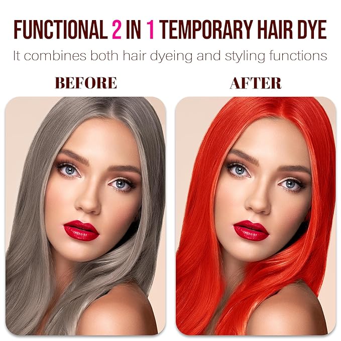 Red Hair Spray,Temporary Hair Color Wax Dye,Hair Color Spray Wax, Natural Hair Coloring Wax Material Disposable Hair Styling Clays Ash for Cosplay,Party,Masquerade, Halloween.etc (Red, 1 Pack)