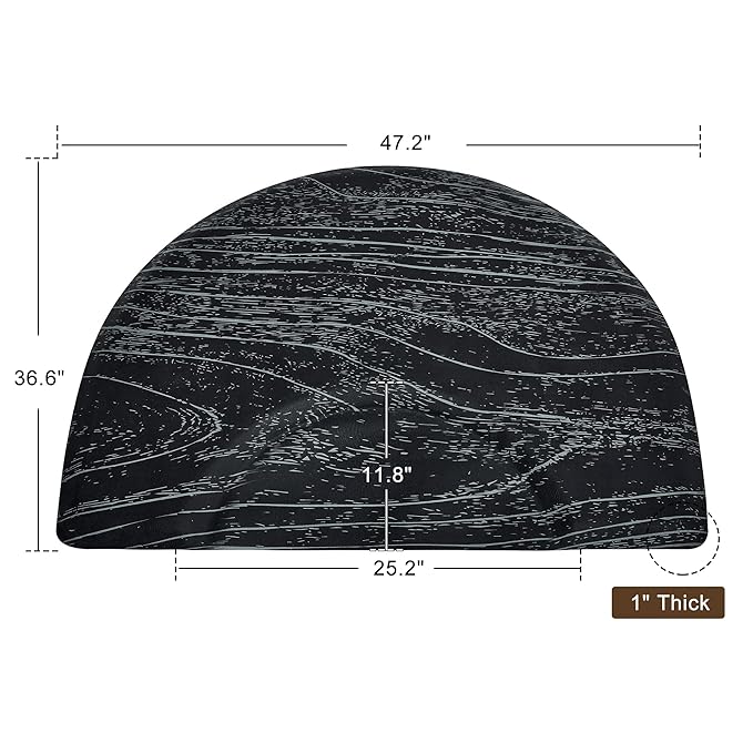 BarberPub Anti-Fatigue Salon Mat for Stylist Standing, Semi Circle Comfort Barber Floor Mat 0025 (Black & Blue, 3' x 4'x 1”)