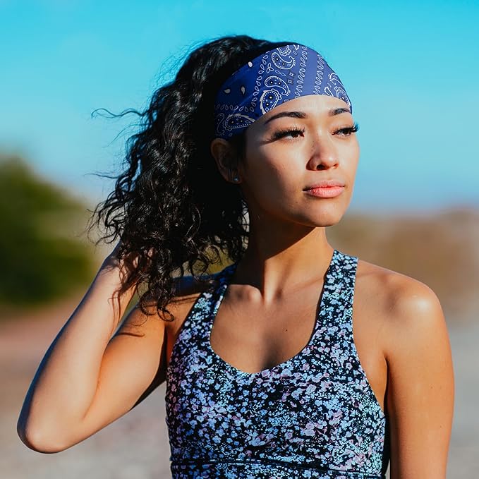 Suddora Paisley Print Bandana Headband, Multi-sport Boho Style Bandana, Non-slip Fabric, Unisex Head Accessory for Bikers
