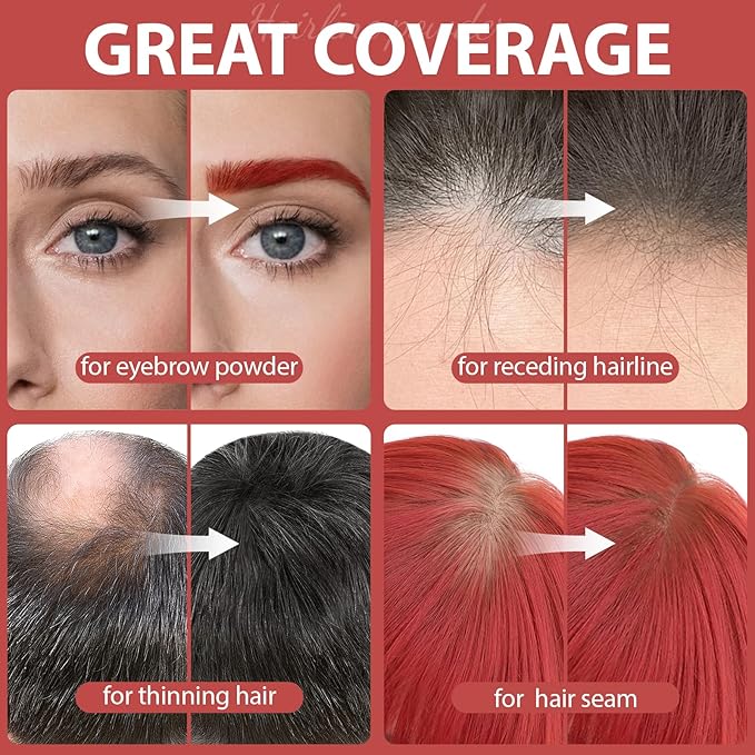 2 Pack Hairline Powder for Women and Men, Used to Root Touch Up Hair Color, Thinning and Gray Hair Coverage and Bald Spots Coverage, Red