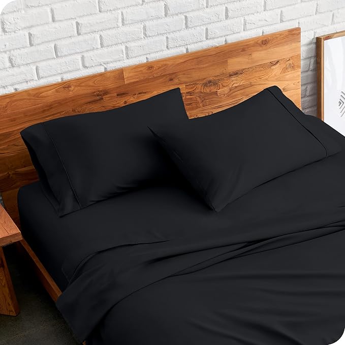 Bare Home Premium 1800 Ultra-Soft Microfiber Pillowcase Set - Double Brushed - Hypoallergenic - Wrinkle Resistant (King Pillowcase Set of 2, Black)