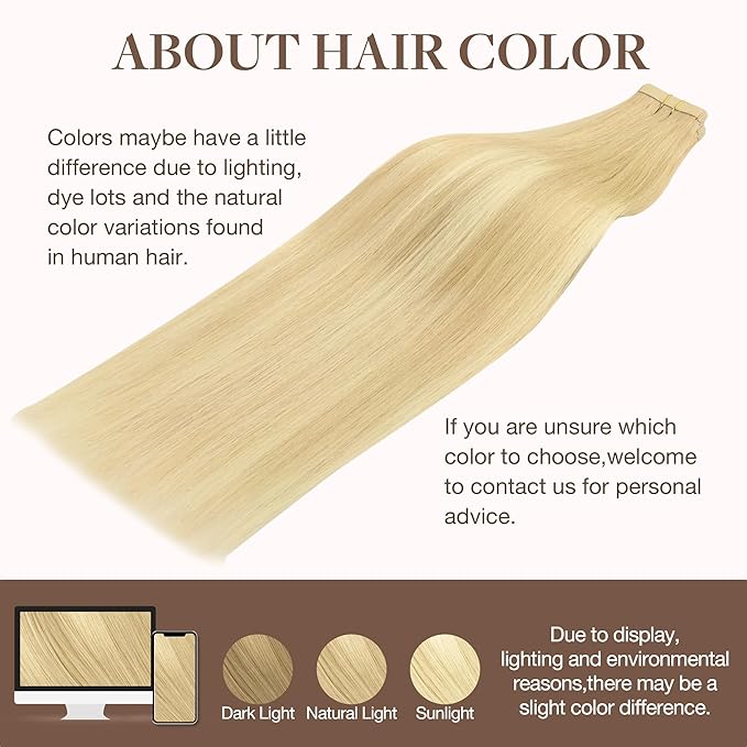 GOO GOO Tape in Hair Extensions Human Hair, 18AT60A Pearl Ash Blonde Highlights, 26inch 60g 20pcs, Skin Weft Seamless Invisible, Silky Straight with Thick Ends, Remy Human Hair