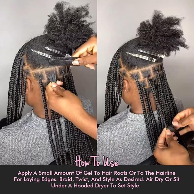 Edge Control Gel for 4C Hair Braiding Hair Gel Firm Hold, Hair Styling Wax Non-Greasy No Flaking 4.2 Oz