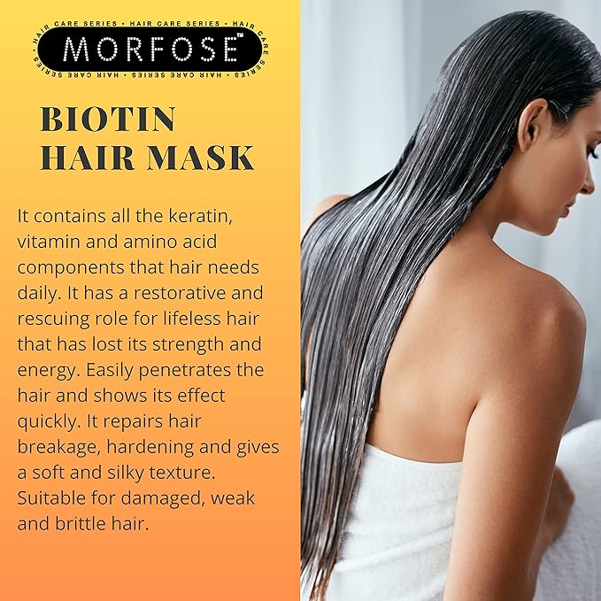 Morfose Professional Biotin Hair Mask for Dry, Damaged, or Brittle Strands, Repairs and Protects, Soft, Smooth and Healthy Hair, reduces Brakage and Split-Ends, (large, 16.9 Fl Oz)