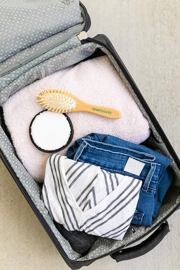 Small Hair Brush for Purse - Wooden Bristle Detangler Hairbrush For Detangling Women, Men & Kids Wet or Dry Hair - Natural Wood Handle & Bristles - Travel Size and Fits in Pocket or Purse