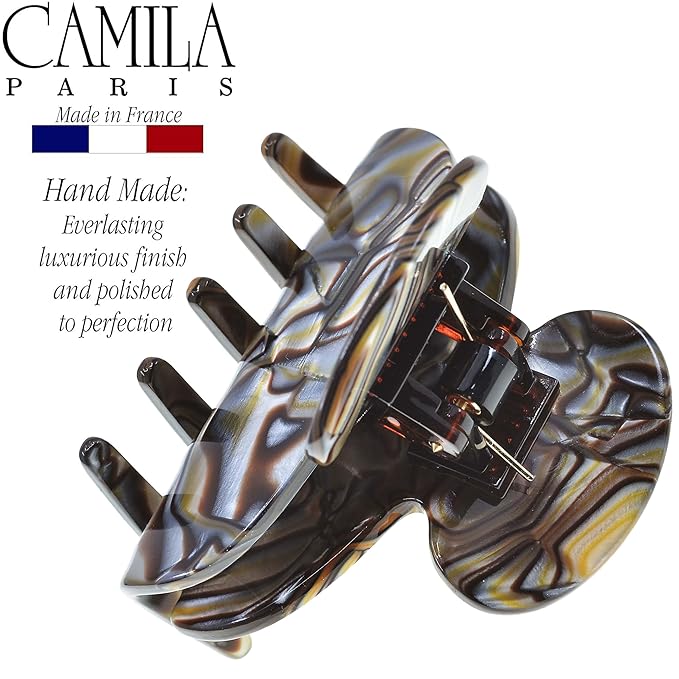 Camila Paris CP3061 French Hair Clip for Women, Handmade, Onyx, Small, Girls Hair Claw Clips Jaw, Durable Styling Hair Accessories for Women, Strong Hold No Slip Grip, Made in France