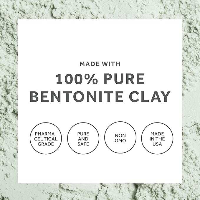 Calcium Bentonite Clay Food Grade Powder 1 Lb – Pharmaceutical | Natural Heavy Metal Detox & Pore Cleansing | Indian Healing | DIY Hair & Facial Mask | Toothpaste, Deo, Bath & Foot Soak