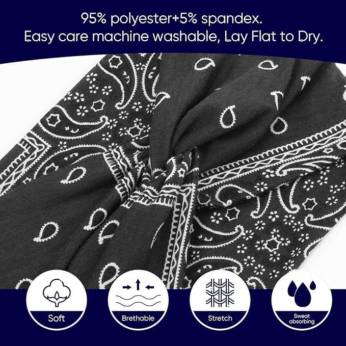 Extra Wide Headbands for Women Large Turban Headband Non Slip Boho Elastic Hairband Hair Twisted Knot Head Bands Accessories