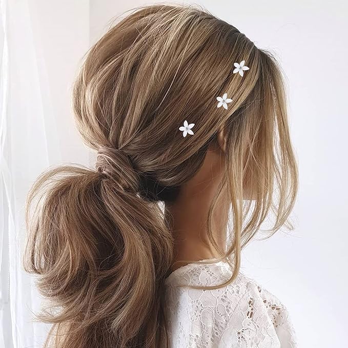 (24 Pcs) Flower Twisters Spiral Set Hair Pin Silver Coil for Wedding, Bridal, Prom, Party and Special Occasion with Clear Container（Flower)