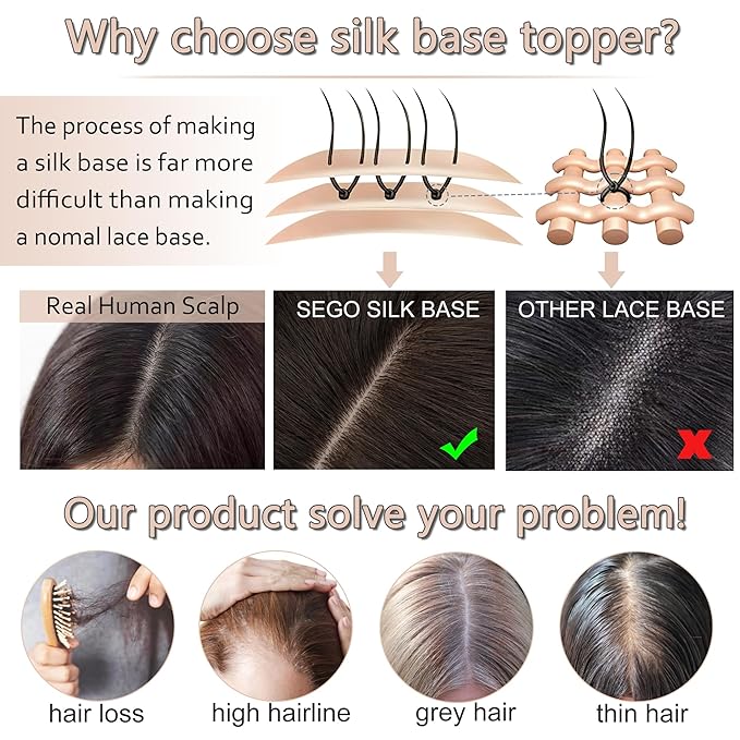 Hair Toppers for Women Real Human Hair With Bangs, 13 * 15 cm Larger Silk Base 150% Density Clip In Topper Hairpieces, Wiglet Top Pieces Add Volume /10 Inch 02 Dark Brown