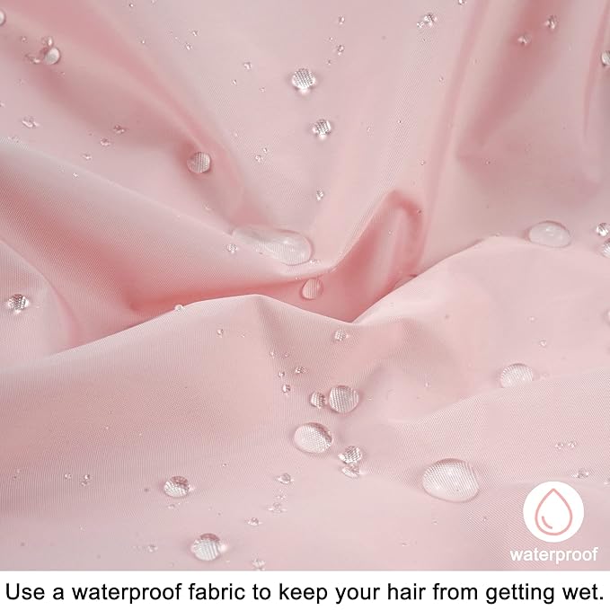 Reusable Shower Cap for Women, Large Waterproof Shower Essentials Bonnet Washable Elastic Band Bath Hair Wrap Hat for Long Hair, Braids(Pink&Black)