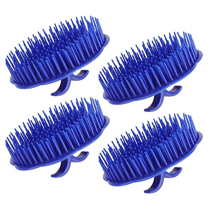 Segbeauty Palm Brush Hair, 4Pcs Scalp Massage Shampoo Brushes, Hair Brushes Men Beard Comb, Shampoo Deep Cleaning Scalp Scrubber for Washing Hair Pet Shower Grooming Travel Salon Barber Stylist Blue