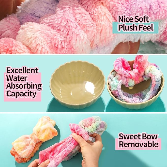 LEOBRO Spa Headband, Makeup and Skincare Headbands for Women, Headband for Washing Face, Face Wash Skin Care Make Up Headbands, with Hair Scrunchies, Christmas Gifts for Teens, Girls, Women