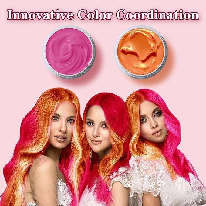 Pink Hair Color Wax, Temporary Washable Hair Color Dye for Kids, Temporary Dye Wax Natural Hairstyle Cream Hair Pomades for Women & Men Party Cosplay Halloween