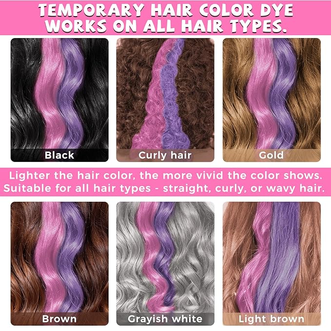 Hair Chalk for Girls Washable, 12-Color Temporary Hair Chalk for Girls Gifts for Dark Hair, Hair Dye Marker Gifts for Teen Girls Kids Age 5 6 7 8 9 10 11 12 13 Years Old for Christmas Birthday