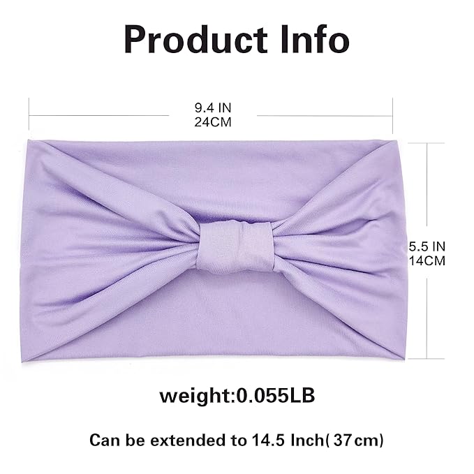 GiLi 6 Pack Wide Headbands for Women Non Slip Soft Elastic Hair Bands Yoga Running Sports Workout Gym Head Wraps, Knotted Cotton Cloth African Turbans Bandana (with 6 Pcs Hair Ties)