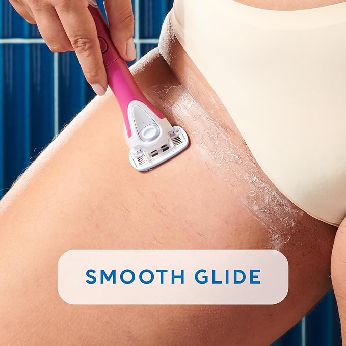 Schick Hydro Silk TrimStyle Razor with Bikini Trimmer for Women | 2-in-1 Bikini Razor for Women and Womens Trimmer for Pubic Hair, Includes 1 Waterproof Handle, 3 Refills & 1 AAA Battery