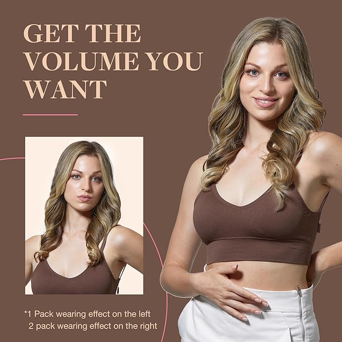 GOO GOO Clip in Hair Extensions Real Human Hair, Remy Human Hair Extensions Clip ins for Women, Natural Human Hair, 22inch 120g 7Pcs, 3/8/613 Balayage Walnut Brown to Ash Brown and Bleach Blonde