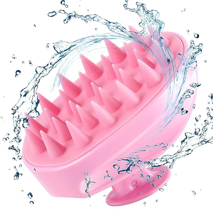 Scalp Massager Shampoo Brush, Hair Scalp Scrubber Shower Hair Brush Head Massager for Stress Relax Hair Growth, Dandruff Brush Scalp Exfoliator for Women Men Kids Pets, Pink