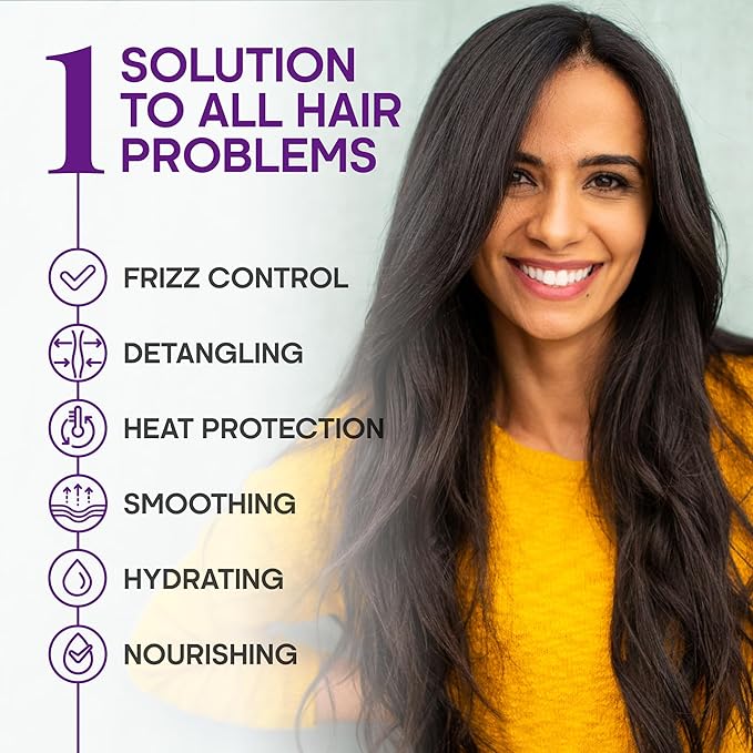 NUTRAHARMONY Hydrating Hair Serum – Keratin Hair Treatment for Dry, Frizzy, Damaged Hair – Biotin, Castor & Rosemary Oils – Anti‑Frizz, Heat Protectant & Split Ends Repair for Smooth, Shiny Hair, 5oz