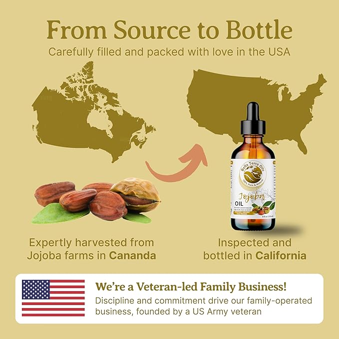 Bella Terra Oils - Organic Jojoba Oil 8oz - Embrace Organic Jojoba's Hydrating Potential, Rich in Essential Nutrients & Antioxidants, Perfect for Nail Oil Enthusiasts