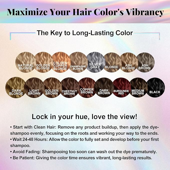 Hair Dye Shampoo 3-in-1 Vegan Color for Gray Hair - Ammonia-Free for Men & Women – Beard & Hair Coloring – Instant Gray Coverage Champú Para Canas Mujer & Hombre (BURGUNDY WINE RED)