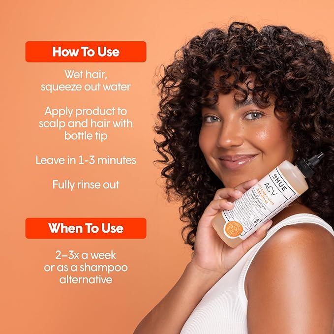 dpHUE Apple Cider Vinegar Hair Rinse, 20 oz - Shampoo Alternative, Scalp Cleanser & Post Workout Rinse - Removes Buildup & Sweat - Protects Natural Hair Oils