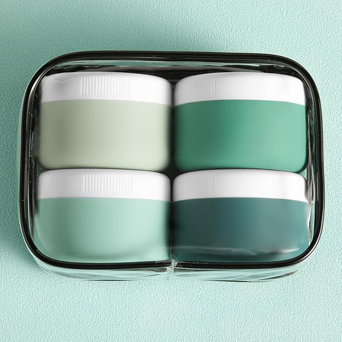 Travel Containers for Toiletries, Silicone Cream Jars BPA-Free, Leak-proof 3oz Travel Size Containers, Portable Size Silicone Jars with Lid for Cosmetic Face Hand Body Cream (4 Pack)