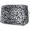 Narwey Cute Cheetah Makeup Bag Travel Cosmetic Bag Organizer Toiletry Bag Make Up Bags with Compartments for Women Girls (Large, Black Leopard)