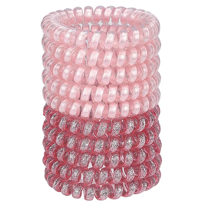 JessLab Spiral Hair Ties for Women, 10-Pack Traceless No-Damage Ponytail Holders, Coils Hair Bands for Girls, Assorted Colors