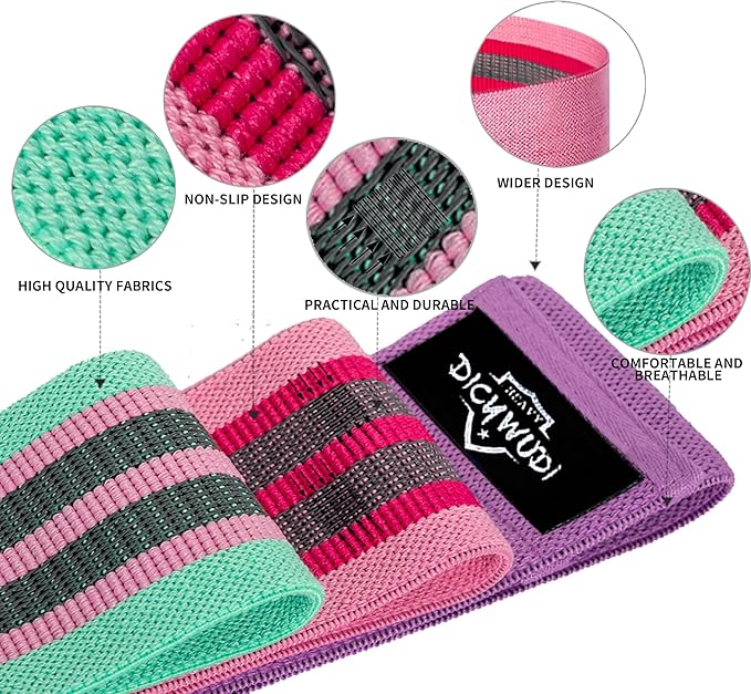 Fabric Resistance Bands for Working Out, 6Pack Non-Slip Exercise Bands for Women and Men, Fabric Booty Bands for Home, Fitness, Pilates, Stretching