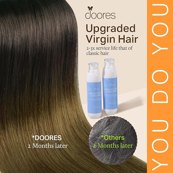 DOORES Hair Extensions Seamless Clip in Human Hair, Chocolate Dip Color Melt 7pcs 130g 16 Inch, Straight Hair Natural Remy Thick Hair Invisible Edge