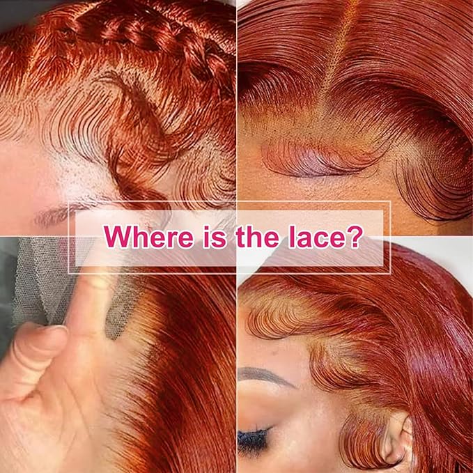 AMIRTY 36 Inch Ginger Wig Human Hair 13X4 Reddish brown HD Transparent Lace Front Wigs Human Hair Pre Plucked with Baby Hair Chestnut Brown #33 Wigs For Women