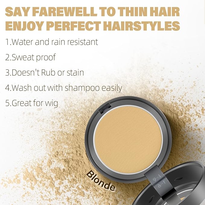 Root Touch Up Hair Color Powder For Concealing Hair Loss and Thinning, Gray Hair Shadow Powder Root Cover Up Hairline Powder For Women Men Eyebrows, Beard Line (Blonde, 0.35Ounce)