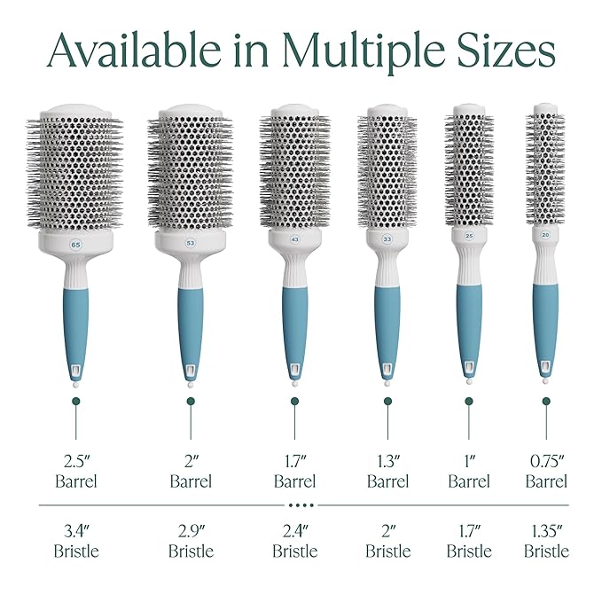 Medium Round Brushing Brush - Ceramic Hair Brush for a Smooth Salon Style Look - Professional Brushing Brush Ideal for All Hair Types - 43 mm